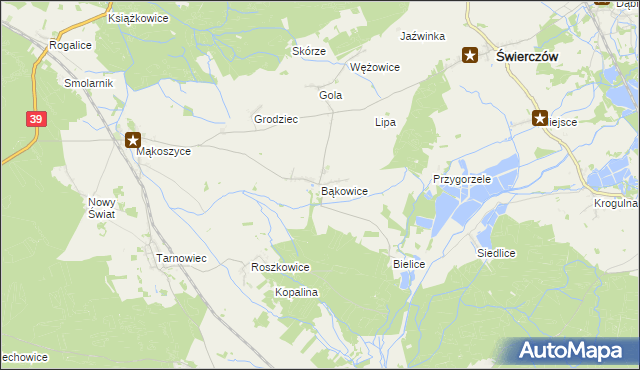 mapa Bąkowice, Bąkowice na mapie Targeo