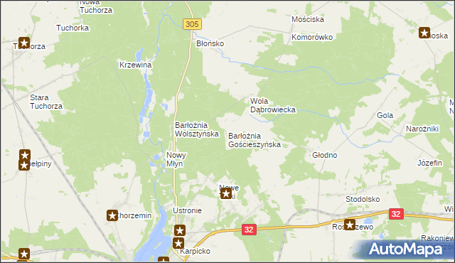 mapa Barłożnia Gościeszyńska, Barłożnia Gościeszyńska na mapie Targeo
