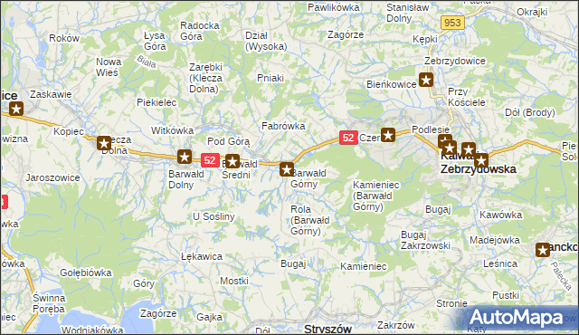 mapa Barwałd Górny, Barwałd Górny na mapie Targeo