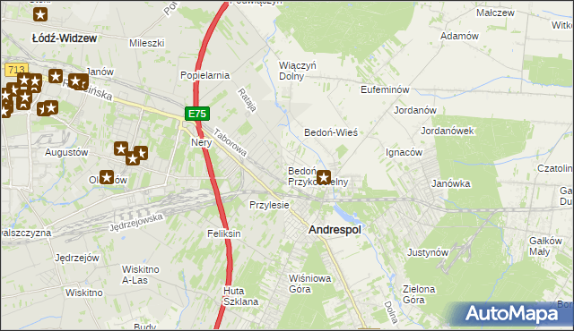 mapa Bedoń Przykościelny, Bedoń Przykościelny na mapie Targeo