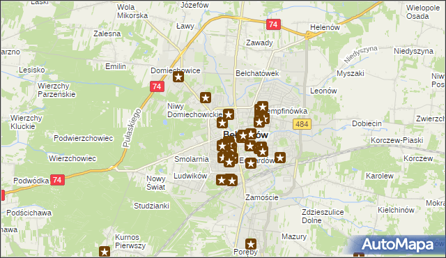 mapa Bełchatów, Bełchatów na mapie Targeo