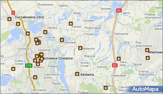 mapa Bestwinka, Bestwinka na mapie Targeo