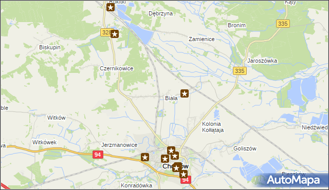 mapa Biała gmina Chojnów, Biała gmina Chojnów na mapie Targeo