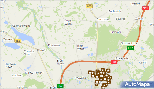 mapa Biała Woda gmina Suwałki, Biała Woda gmina Suwałki na mapie Targeo