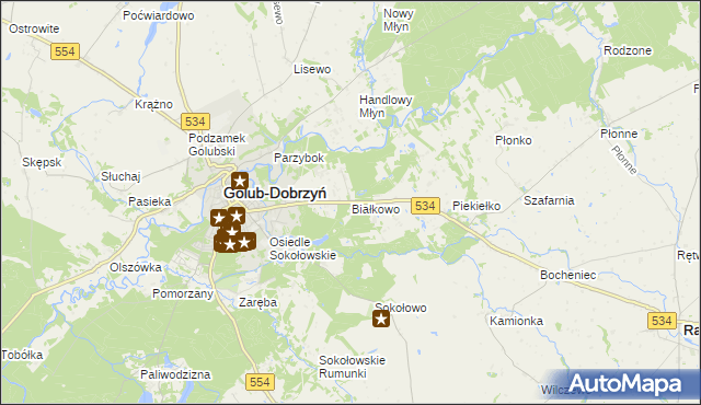 mapa Białkowo gmina Golub-Dobrzyń, Białkowo gmina Golub-Dobrzyń na mapie Targeo