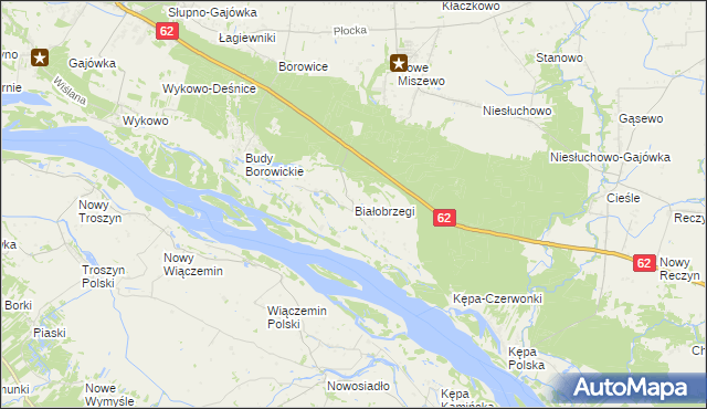 mapa Białobrzegi gmina Bodzanów, Białobrzegi gmina Bodzanów na mapie Targeo