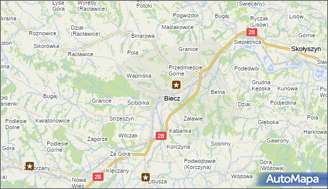 mapa Biecz powiat gorlicki, Biecz powiat gorlicki na mapie Targeo