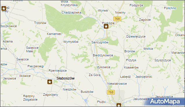 mapa Biedrzykowice, Biedrzykowice na mapie Targeo