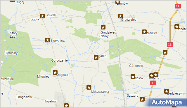 mapa Bieganin, Bieganin na mapie Targeo