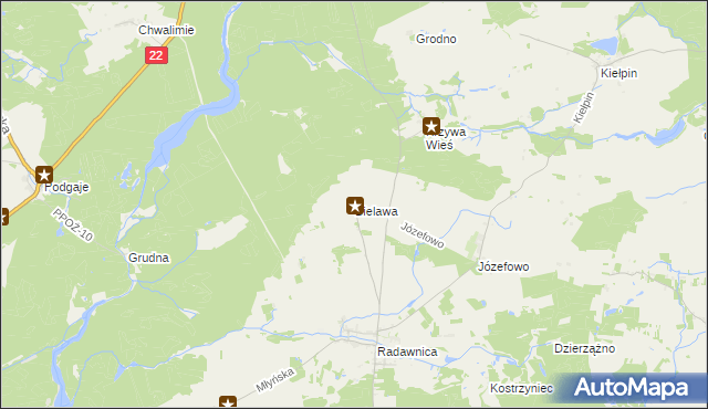 mapa Bielawa gmina Złotów, Bielawa gmina Złotów na mapie Targeo