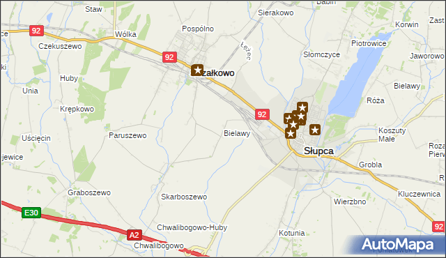 mapa Bielawy gmina Strzałkowo, Bielawy gmina Strzałkowo na mapie Targeo