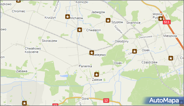 mapa Bielejewo gmina Jaraczewo, Bielejewo gmina Jaraczewo na mapie Targeo