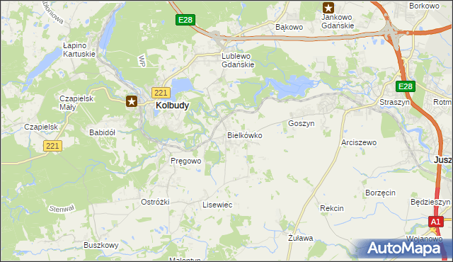 mapa Bielkówko, Bielkówko na mapie Targeo