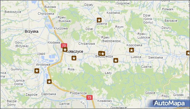 mapa Bieździedza, Bieździedza na mapie Targeo