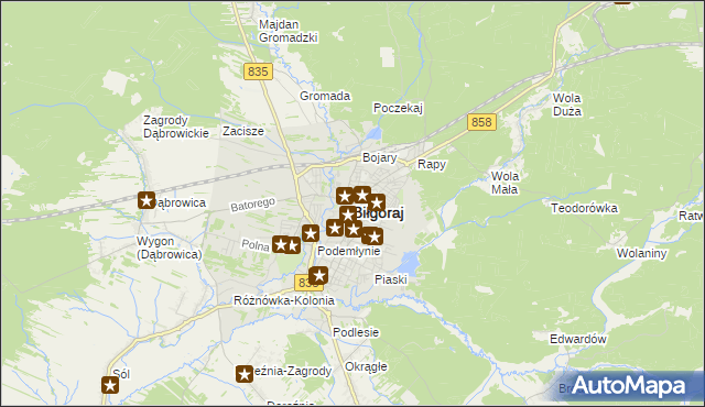 mapa Biłgoraj, Biłgoraj na mapie Targeo