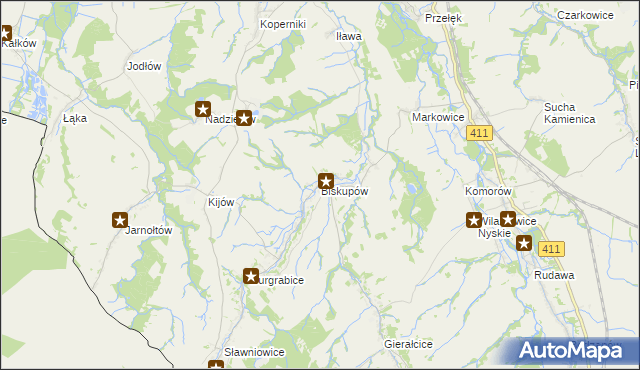 mapa Biskupów, Biskupów na mapie Targeo