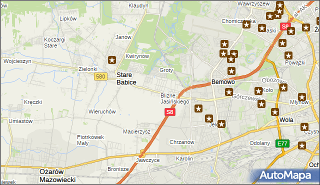 mapa Blizne Jasińskiego, Blizne Jasińskiego na mapie Targeo