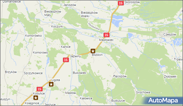 mapa Blizocin gmina Trzebnica, Blizocin gmina Trzebnica na mapie Targeo