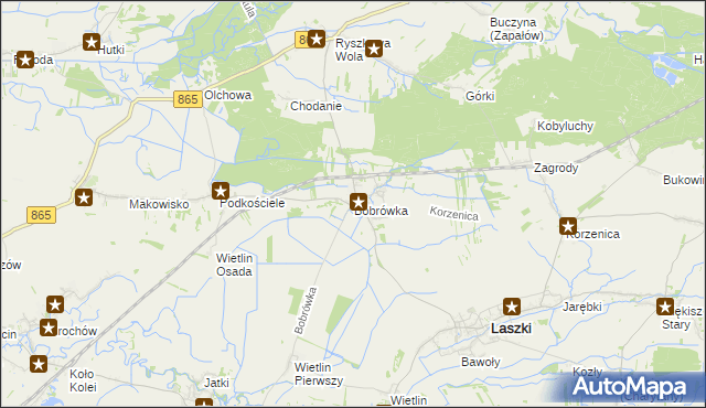 mapa Bobrówka gmina Laszki, Bobrówka gmina Laszki na mapie Targeo