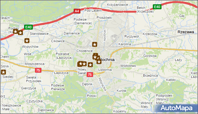 mapa Bochni, Bochnia na mapie Targeo