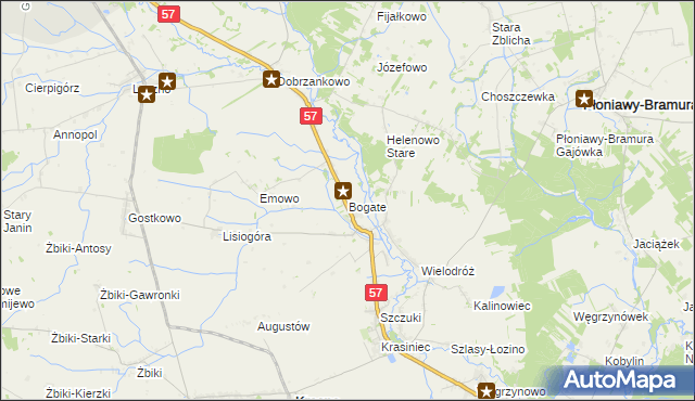 mapa Bogate, Bogate na mapie Targeo