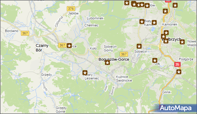 mapa Boguszów-Gorce, Boguszów-Gorce na mapie Targeo