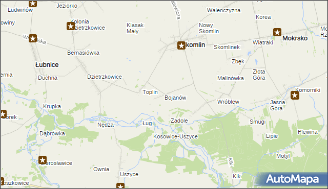mapa Bojanów gmina Skomlin, Bojanów gmina Skomlin na mapie Targeo