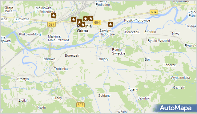 mapa Bojary gmina Kosów Lacki, Bojary gmina Kosów Lacki na mapie Targeo