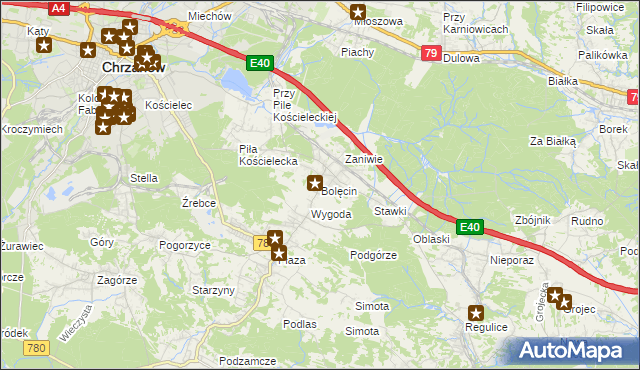 mapa Bolęcin gmina Trzebinia, Bolęcin gmina Trzebinia na mapie Targeo