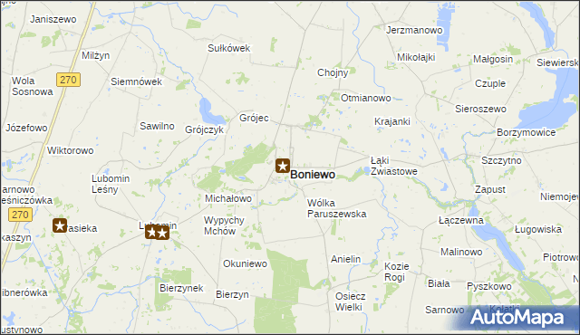 mapa Boniewo powiat włocławski, Boniewo powiat włocławski na mapie Targeo