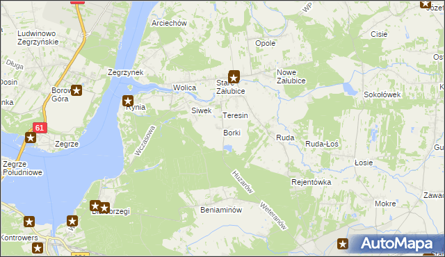 mapa Borki gmina Radzymin, Borki gmina Radzymin na mapie Targeo