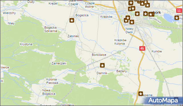 mapa Borkowice gmina Kluczbork, Borkowice gmina Kluczbork na mapie Targeo