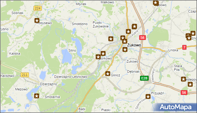 mapa Borkowo gmina Żukowo, Borkowo gmina Żukowo na mapie Targeo