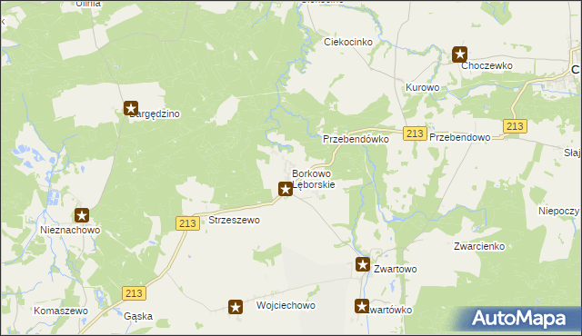 mapa Borkowo Lęborskie, Borkowo Lęborskie na mapie Targeo