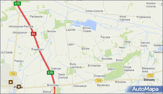 mapa Borów gmina Bielawy, Borów gmina Bielawy na mapie Targeo