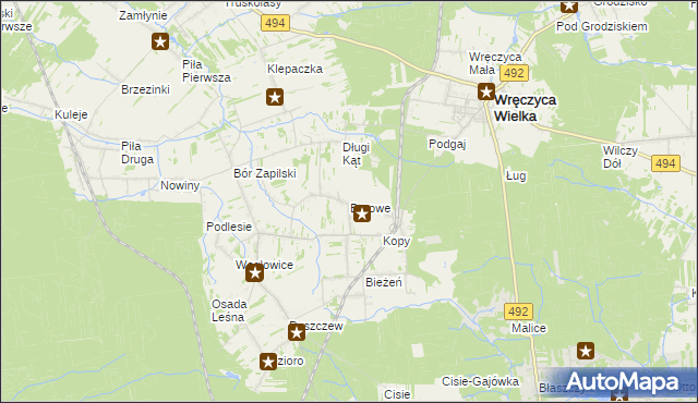 mapa Borowe gmina Wręczyca Wielka, Borowe gmina Wręczyca Wielka na mapie Targeo