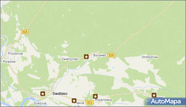 mapa Borowiec gmina Siedlisko, Borowiec gmina Siedlisko na mapie Targeo