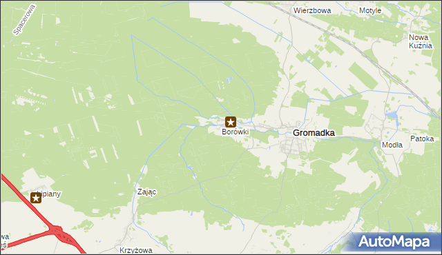 mapa Borówki gmina Gromadka, Borówki gmina Gromadka na mapie Targeo