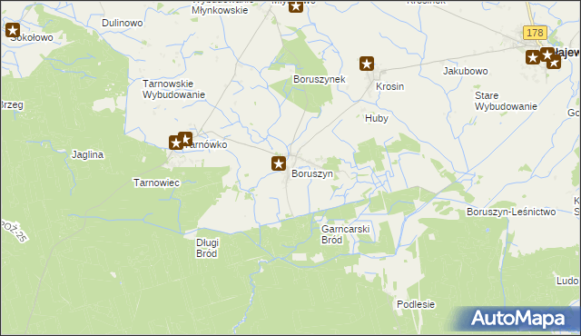 mapa Boruszyn gmina Połajewo, Boruszyn gmina Połajewo na mapie Targeo