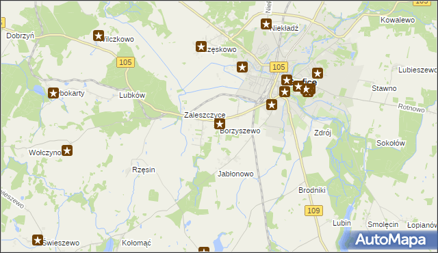 mapa Borzyszewo gmina Gryfice, Borzyszewo gmina Gryfice na mapie Targeo