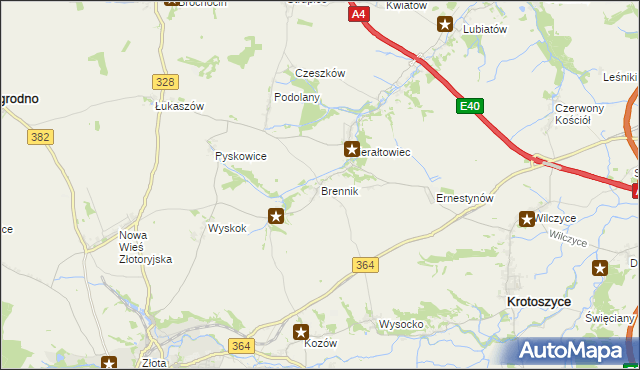 mapa Brennik gmina Złotoryja, Brennik gmina Złotoryja na mapie Targeo