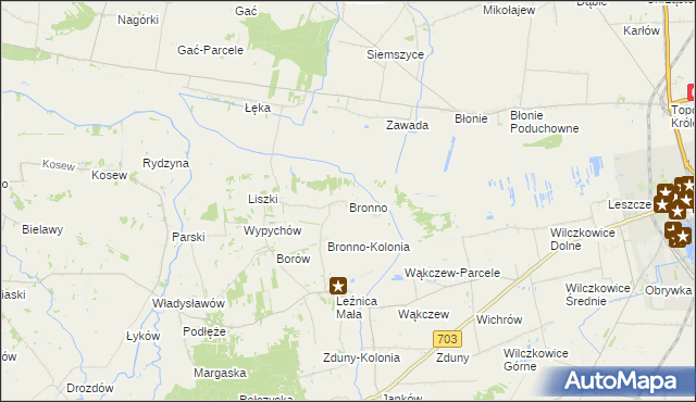 mapa Bronno gmina Łęczyca, Bronno gmina Łęczyca na mapie Targeo