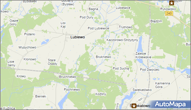 mapa Brukniewo, Brukniewo na mapie Targeo