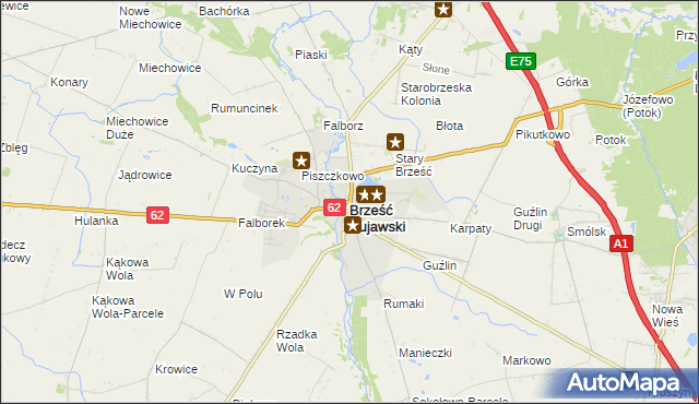 mapa Brześć Kujawski, Brześć Kujawski na mapie Targeo