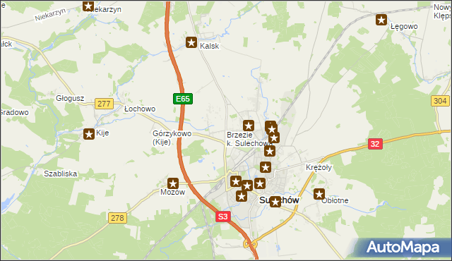 mapa Brzezie k. Sulechowa, Brzezie k. Sulechowa na mapie Targeo