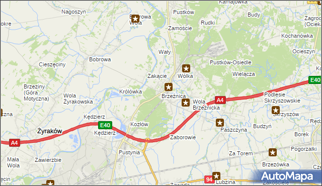 mapa Brzeźnica gmina Dębica, Brzeźnica gmina Dębica na mapie Targeo