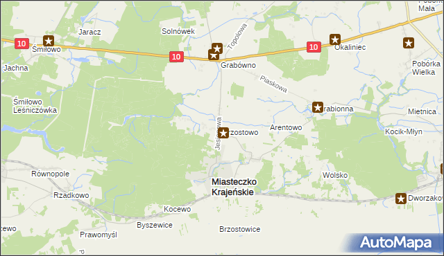 mapa Brzostowo gmina Miasteczko Krajeńskie, Brzostowo gmina Miasteczko Krajeńskie na mapie Targeo