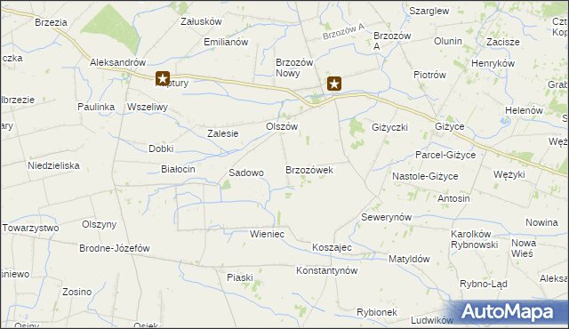 mapa Brzozówek, Brzozówek na mapie Targeo