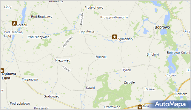 mapa Buczek gmina Bobrowo, Buczek gmina Bobrowo na mapie Targeo