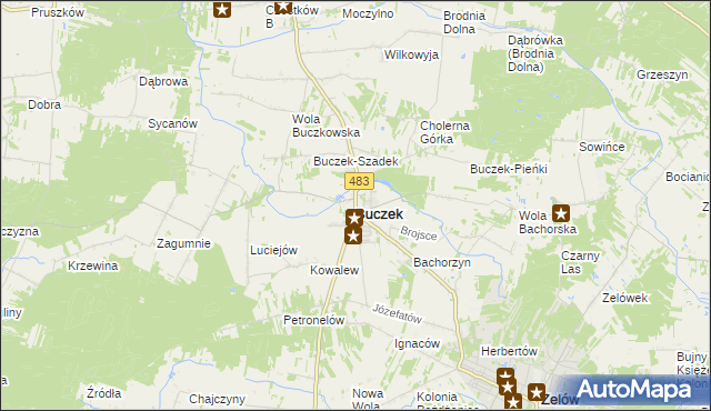 mapa Buczek powiat łaski, Buczek powiat łaski na mapie Targeo